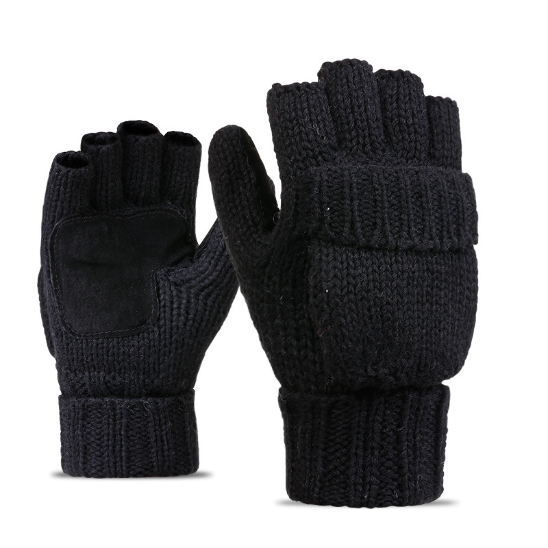 Winter Wool Half Finger Flip Gloves Winter Fingerless Gloves for Men Women  Convertible Warm Half Finger Mitten Gloves Flip Top Knitted Clamshell Wool  Gloves